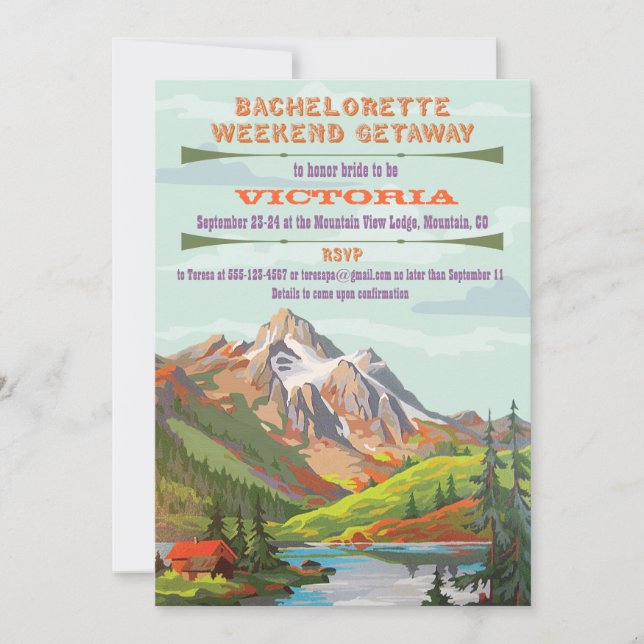 Invitations Rustique Bachelorette Mountain Getaway (Devant)