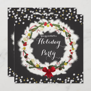 Invitations Rustique Noël White Pine Wreath Invita