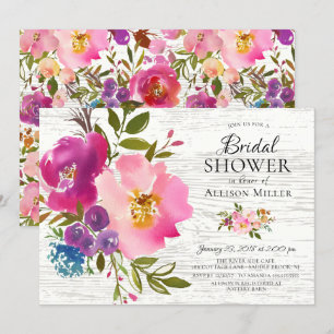 Invitations Rustique Rose Floral Douche nuptiale
