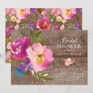 Invitations Rustique Rose Floral Douche nuptiale