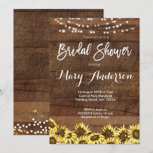 Invitations Rustique Sunflower Wood Bridal Douche
