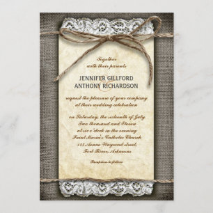 invitations rustiques affligées de mariage