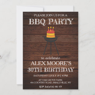 Invitations rustiques au barbecue de 30e anniversa