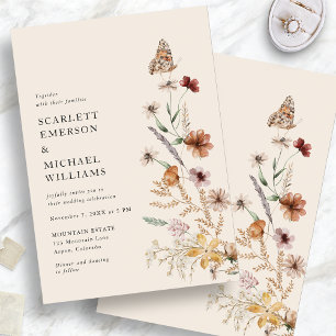 Invitations Rustiques Boho Floral Wedding