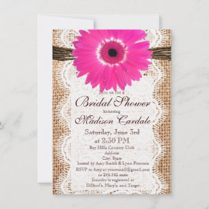 Invitations Rustiques Burlap Rose Daisy