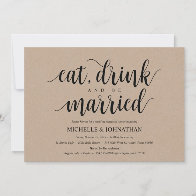 Invitations rustiques de dîner de répétition de (Devant)