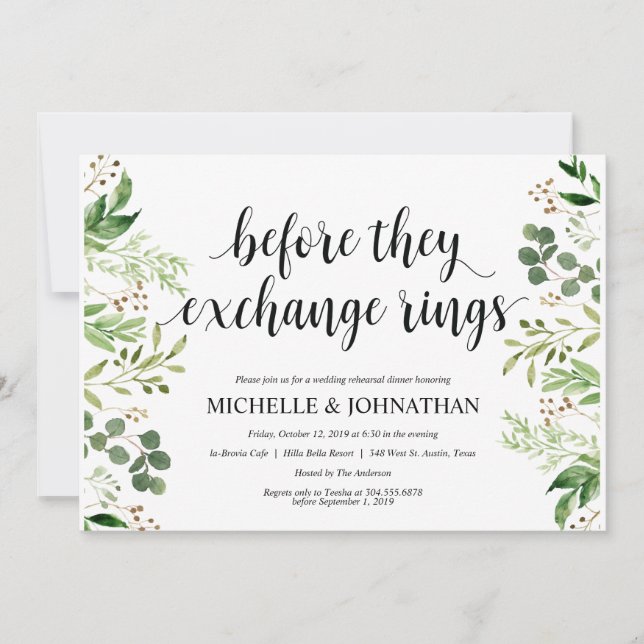 Invitations rustiques de dîner de répétition de (Devant)