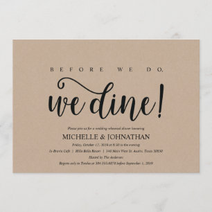 Invitations rustiques de dîner de répétition de