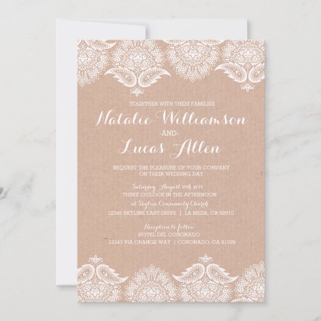 Invitations rustiques de faire-part de mariage de (Devant)