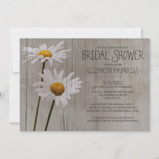 Invitations rustiques de Fête de la mariée de (Devant)