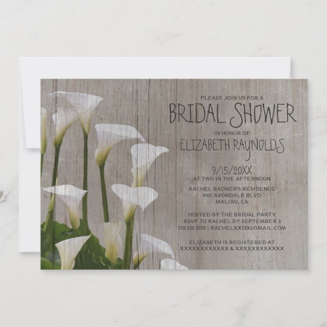Invitations rustiques de Fête de la mariée de (Devant)