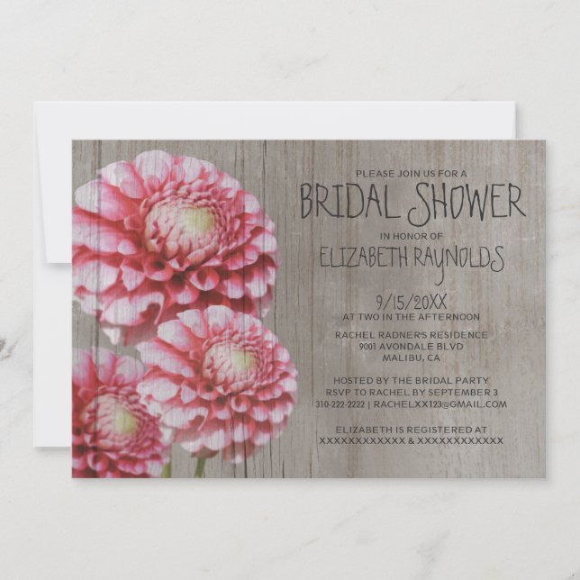 Invitations rustiques de Fête de la mariée de (Devant)