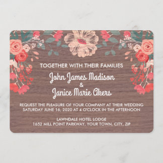 Invitations rustiques de mariage de collection de