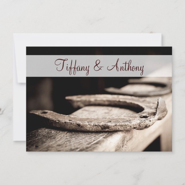 Invitations rustiques de mariage de cowboy de fers (Devant)