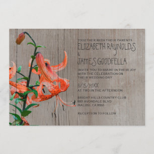 Invitations rustiques de mariage de lis tigré