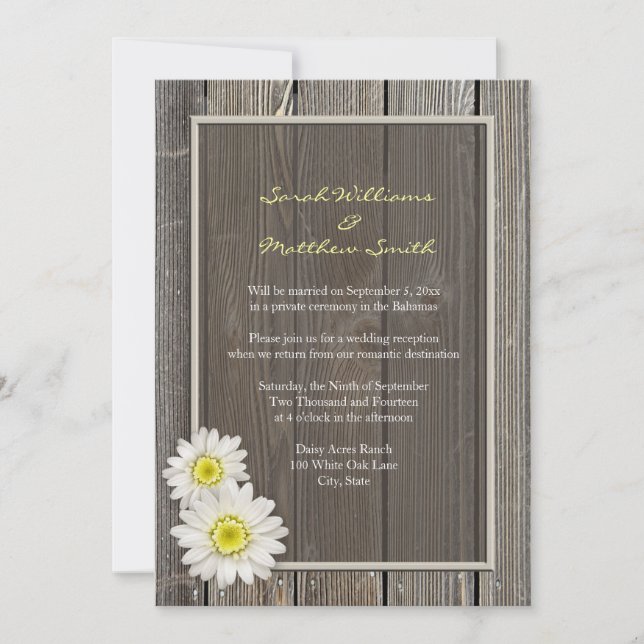 Invitations rustiques de mariage de marguerite de (Devant)