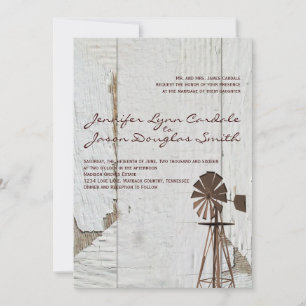 Invitations rustiques de mariage de moulin à vent