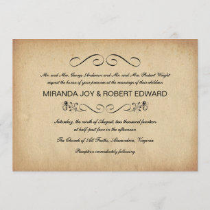 Invitations rustiques de mariage de parchemin