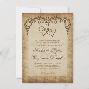 Invitations rustiques de mariage de toile de jute