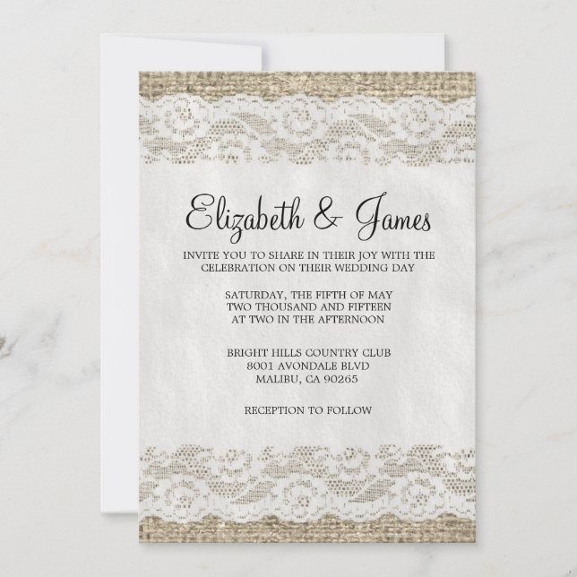 Invitations rustiques noires et blanches de (Devant)