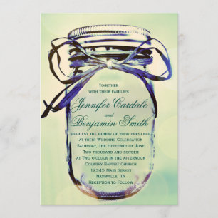 Invitations rustiques vertes de mariage de pot de