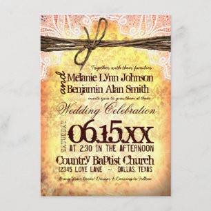 Invitations rustiques vintages de mariage de