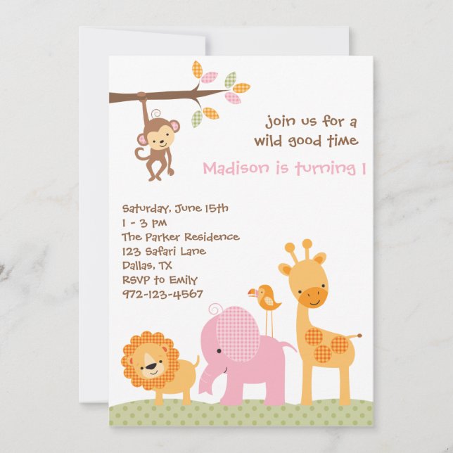 Invitations Safari Sweet Rose (Devant)
