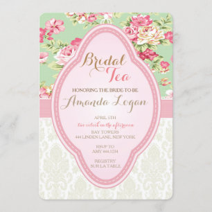 Invitations Shabby Chic Fête de l'mariée Tea Party