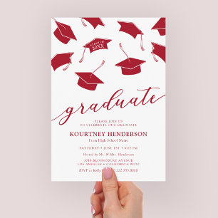Invitations simple moderne Red Graduation Party