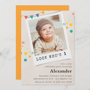 Invitations simples de 1er anniversaire Boy Photo