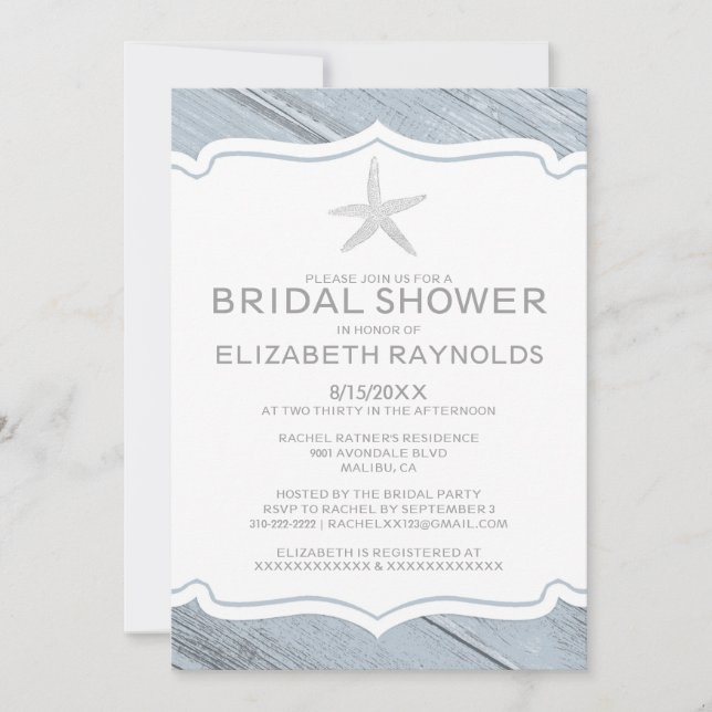 Invitations simples de Fête de la mariée de plage (Devant)