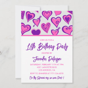 Invitations simples pour un 16ème anniversaire Gla