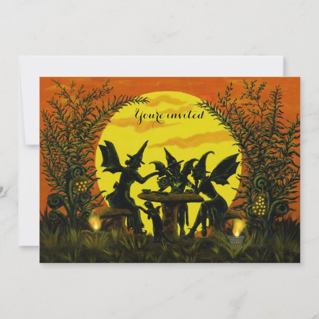 invitations sorcières de fée d'Halloween (Devant)