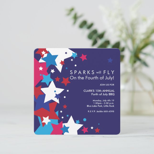 Invitations | Sparks will Fly on the 4th of July (Standing Front)