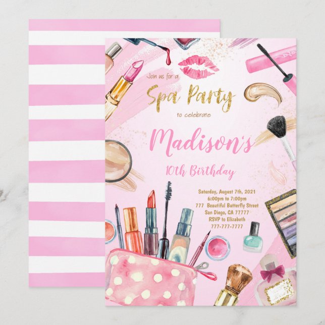 Invitations spas d'anniversaire (Devant / Derrière)