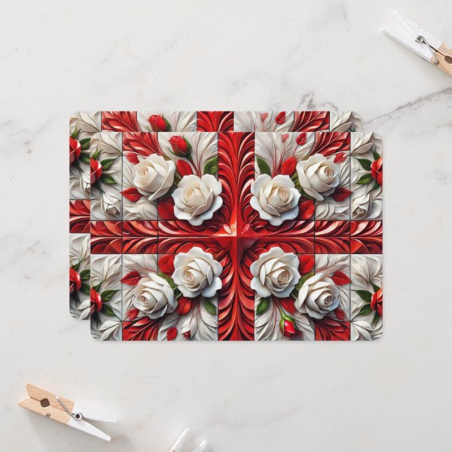 Invitations spéciales avec Rose anglais (Devant/Arrière en situation)