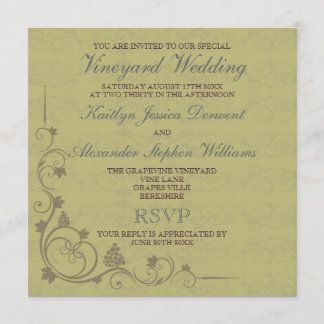Invitations spéciales de mariage dans les vignoble