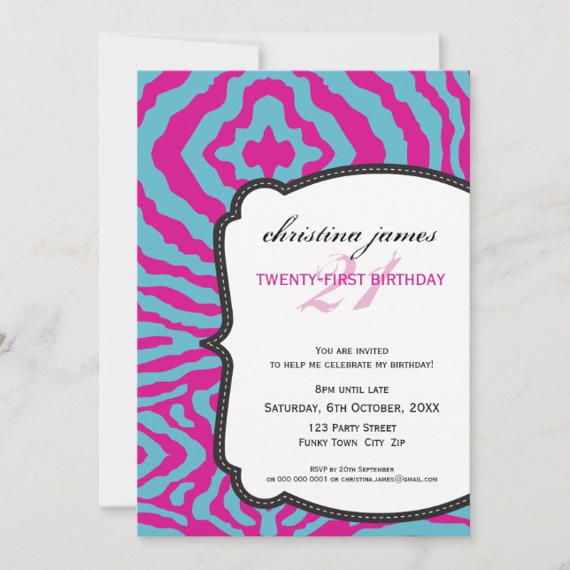 INVITATIONS SPÉCIAUX :: superbe zèbre 15P (Devant)