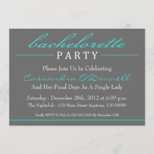 Invitations stylish Bachelorette Party (Turquoise)