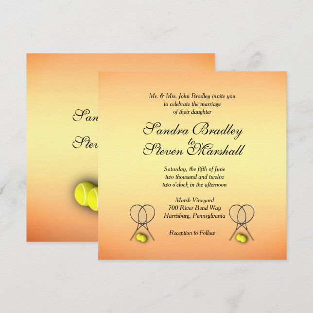 Invitations Sunset Tennis Wedding (Devant / Derrière)