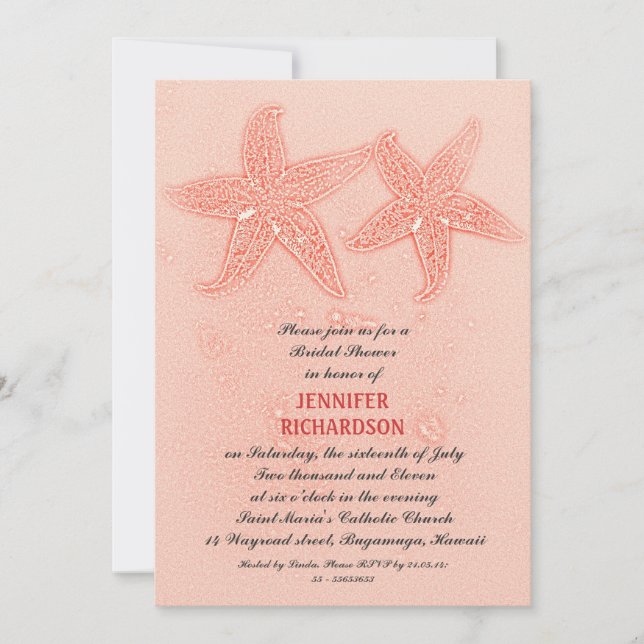 INVITATIONS SUR LA DOUCHE PINK BEACH (Devant)