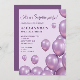 Invitations Surprise 16e anniversaire Balloons Mod