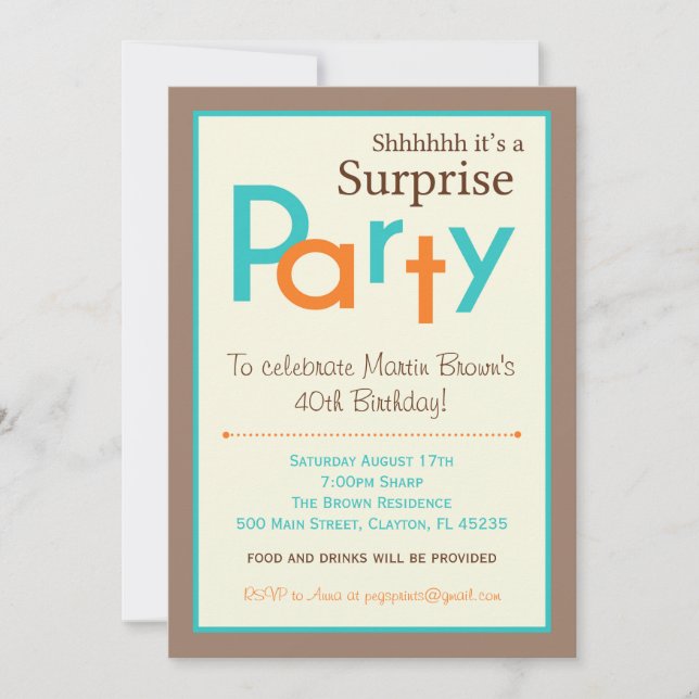 Invitations Surprise Anniversaire - Hommes Adultes (Devant)