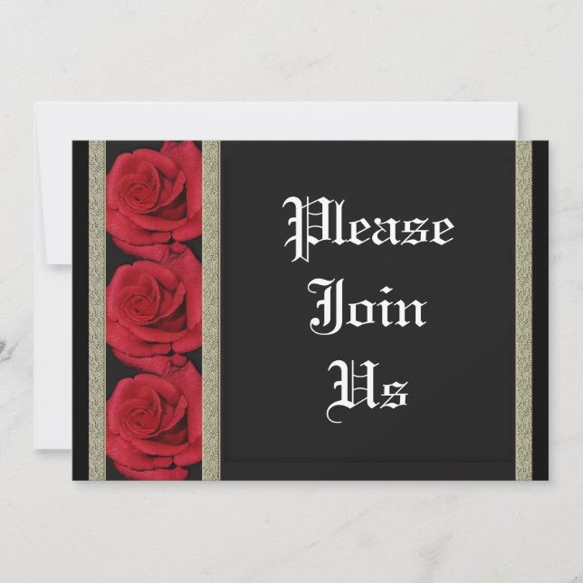 Invitations template - customizable red roses (Front)