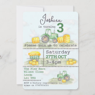 Invitations thématiques de tracteur vert personnal