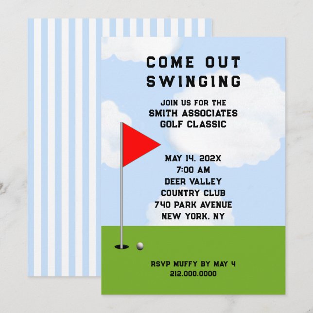 Invitations Thématiques Golf (Devant / Derrière)