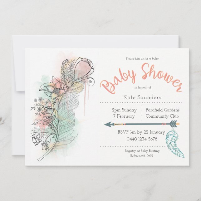 Invitations tirés par la main de plume florale de (Devant)