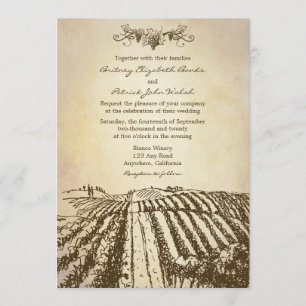 Invitations toscanes Brown de mariage de vignoble