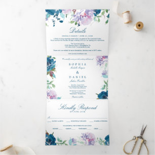 Invitations Tri-Fold Mariage de la Marine