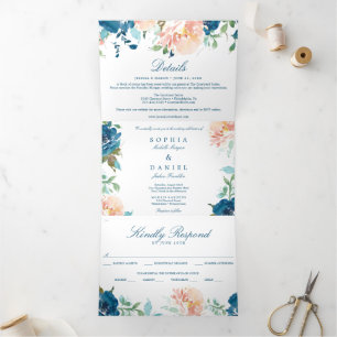 Invitations Tri-Fold Mariage de la Marine